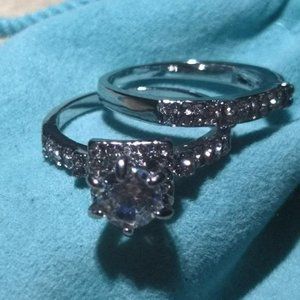 NEW!2- RINGS/ 7 SZ /SILVER TONE. GIFT.moissanite